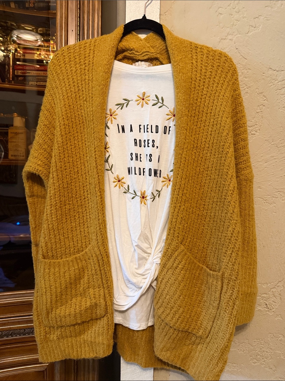 Altar'd State Mustard Open-Front Knit Cardigan